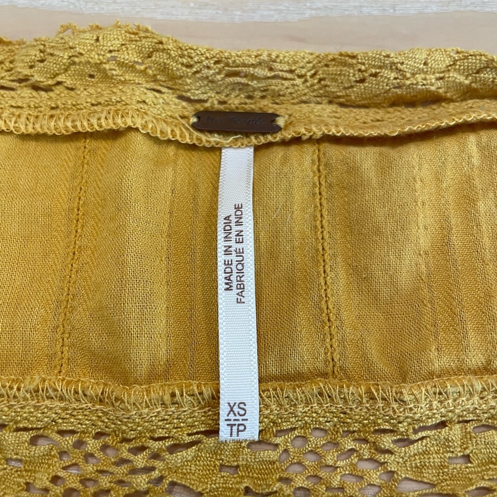 Free People mustard embroidered top XS - Picture 3 of 4